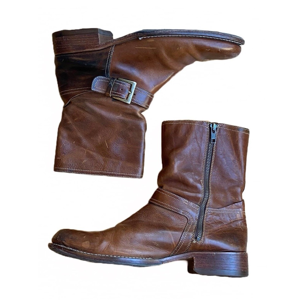 Cole Haan Leather Ankle Boots Side Zip Moto Style Mens Size 13 (Small)